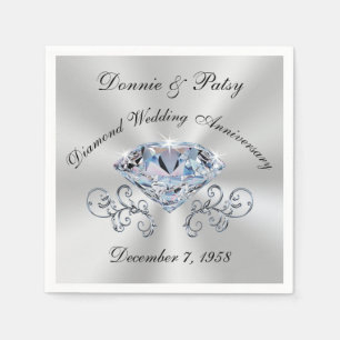 Servilleta De Papel Personalizable Diamante Aniversario Cocktail Napki