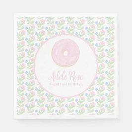 Servilleta De Papel Personalizable Donut Sweet First Birthday