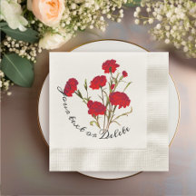 Personalizable Elegante Vintage Floral Red Carnati