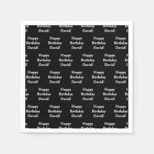 Servilleta De Papel Personalizable Feliz Cumpleaños Texto   Blanco y n