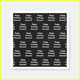 Servilleta De Papel Personalizable Feliz Cumpleaños Texto | Blanco y n