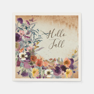 Servilleta De Papel Personalizable floral de acuarela mixta de otoño