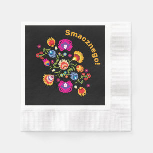 Servilleta De Papel Personalizable folclore polaco con flores rosadas