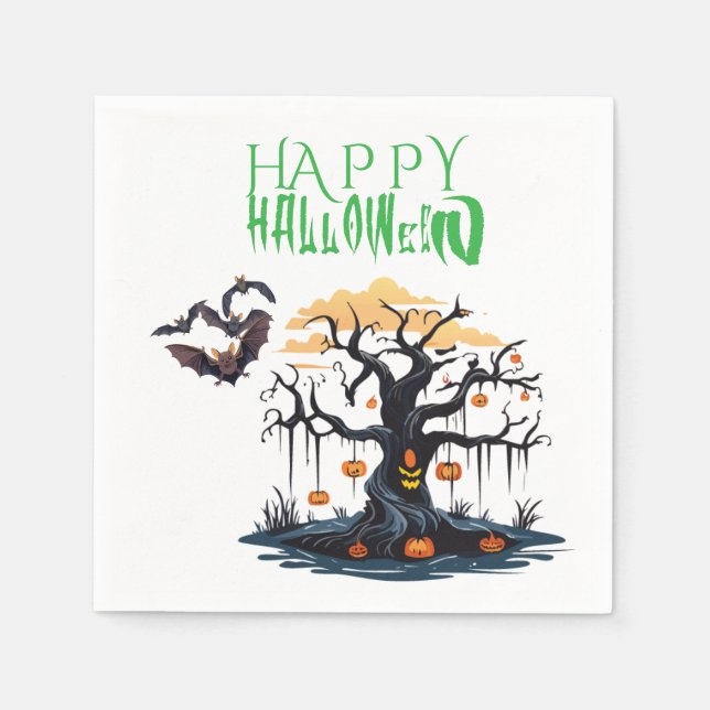 Servilleta De Papel Personalizable Halloween Fun (Anverso)