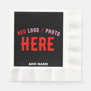SERVILLETA DE PAPEL PERSONALIZABLE MODERNO ESTILO NEGRO VERIFICADO MAR