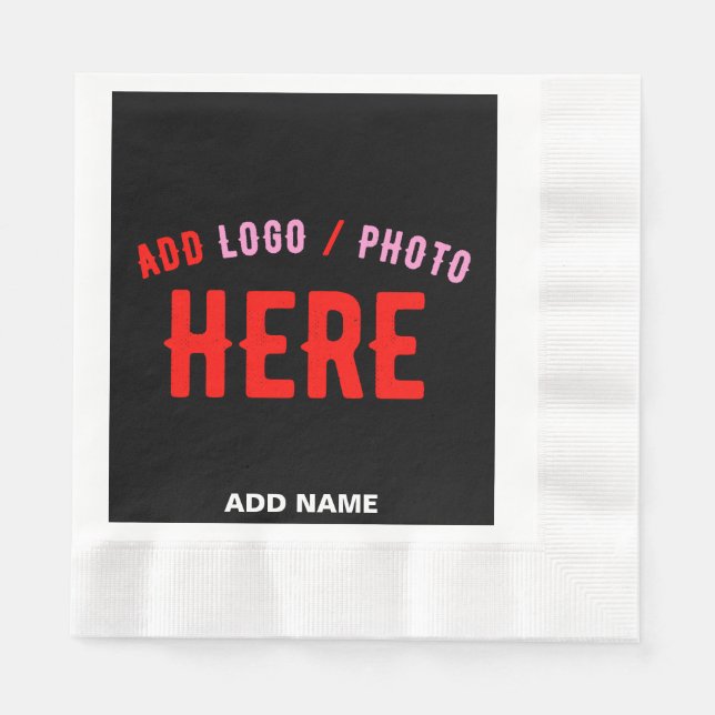 SERVILLETA DE PAPEL PERSONALIZABLE MODERNO ESTILO NEGRO VERIFICADO MAR (Anverso)