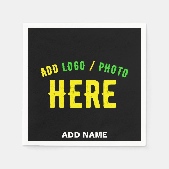 SERVILLETA DE PAPEL PERSONALIZABLE MODERNO ESTILO NEGRO VERIFICADO MAR (Anverso)