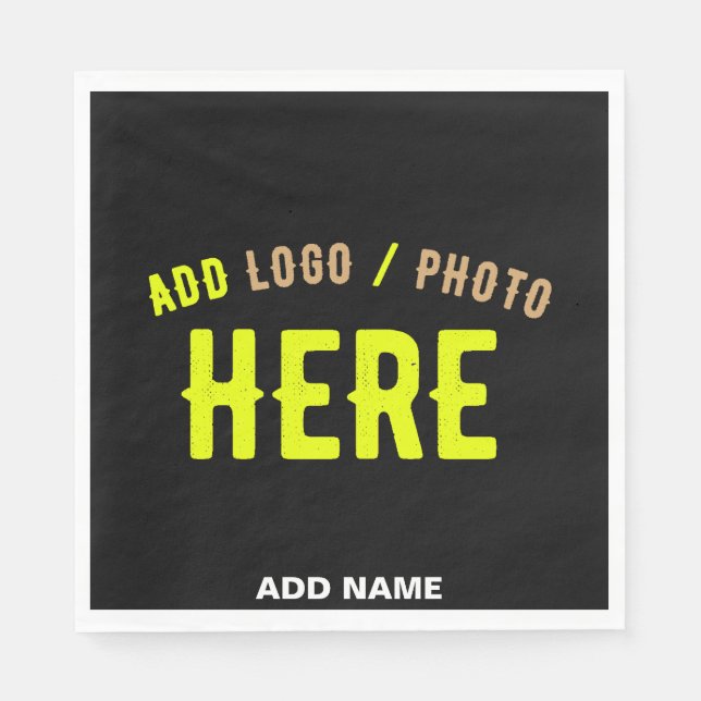 SERVILLETA DE PAPEL PERSONALIZABLE MODERNO ESTILO NEGRO VERIFICADO MAR (Anverso)