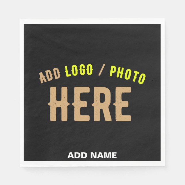 SERVILLETA DE PAPEL PERSONALIZABLE MODERNO ESTILO NEGRO VERIFICADO MAR (Anverso)