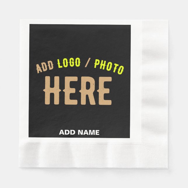 SERVILLETA DE PAPEL PERSONALIZABLE MODERNO ESTILO NEGRO VERIFICADO MAR (Anverso)