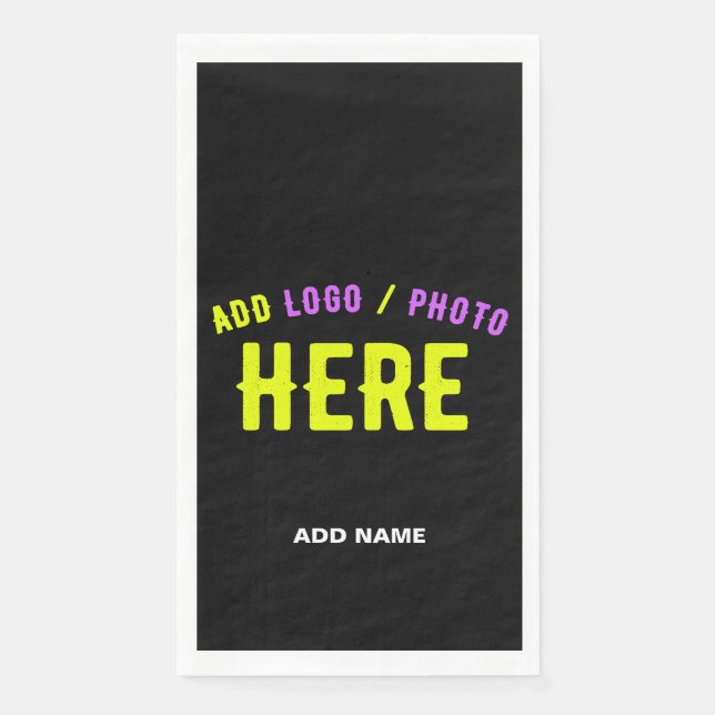 SERVILLETA DE PAPEL PERSONALIZABLE MODERNO ESTILO NEGRO VERIFICADO MAR (Anverso)