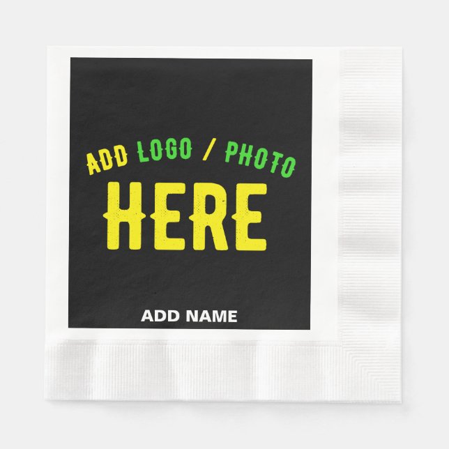 SERVILLETA DE PAPEL PERSONALIZABLE MODERNO ESTILO NEGRO VERIFICADO MAR (Anverso)