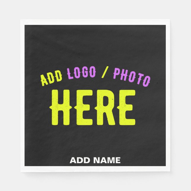 SERVILLETA DE PAPEL PERSONALIZABLE MODERNO ESTILO NEGRO VERIFICADO MAR (Anverso)