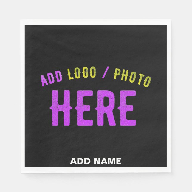 SERVILLETA DE PAPEL PERSONALIZABLE MODERNO ESTILO NEGRO VERIFICADO MAR (Anverso)