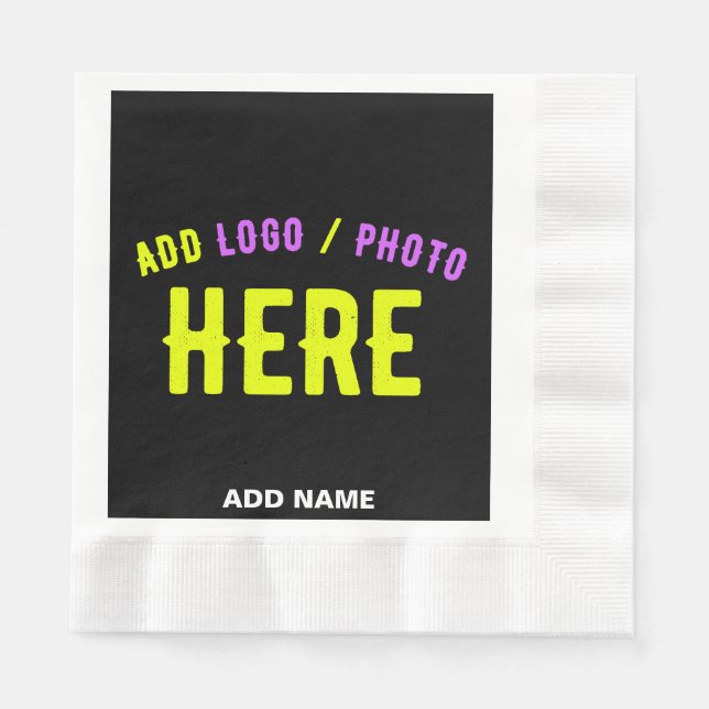 SERVILLETA DE PAPEL PERSONALIZABLE MODERNO ESTILO NEGRO VERIFICADO MAR (Anverso)