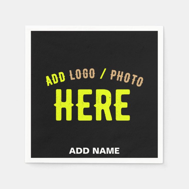 SERVILLETA DE PAPEL PERSONALIZABLE MODERNO ESTILO NEGRO VERIFICADO MAR (Anverso)