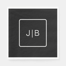 Servilleta De Papel Personalizable monograma blanco y negro simple