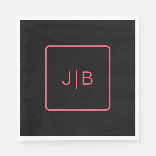 Servilleta De Papel Personalizable negro y rosa (Anverso)