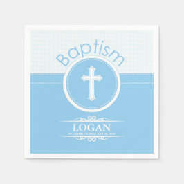 Servilleta De Papel Personalizable, Niño Azul Hijo de Dios Bautizo