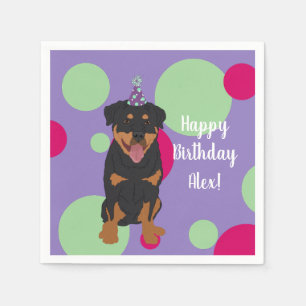 Servilleta De Papel Personalizable Rottweiler Cumpleaños