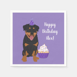 Servilleta De Papel Personalizable Rottweiler Cumpleaños