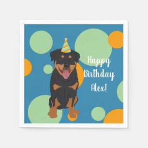Servilleta De Papel Personalizable Rottweiler Cumpleaños
