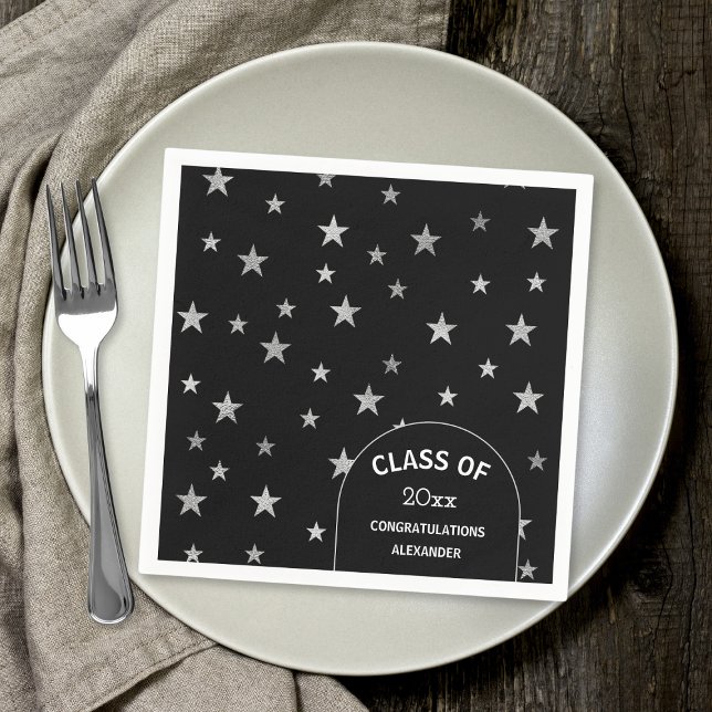 Servilleta De Papel Personalizable Silver Stars fiesta de graduación n (Subido por el creador)