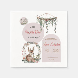 Servilleta De Papel Personalizable Sweet Little Deer Theme Baby Shower
