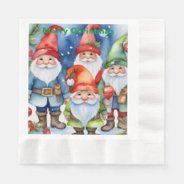 Servilleta De Papel Personalizable Whimsical Gnome Navidades Napkins,