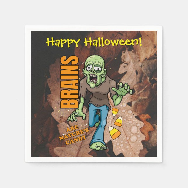 Servilleta De Papel Personalizable Zombie Halloween Papeles Napkins (Anverso)