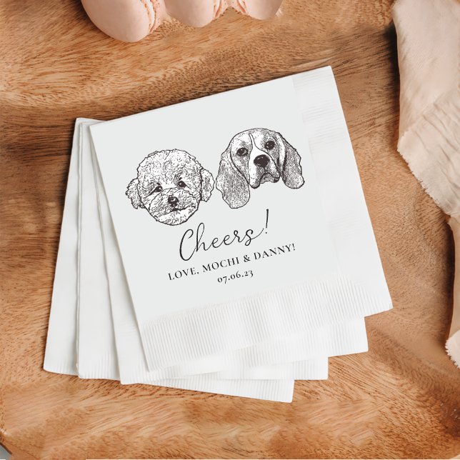 Servilleta De Papel Personalización de dos Mascotas Boda de Cocktail N (Subido por el creador)