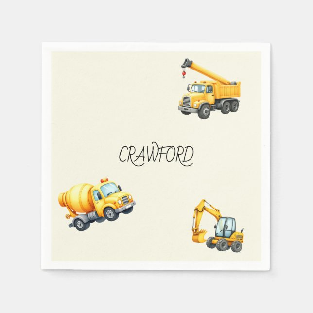 Servilleta De Papel Personalización de fiesta de cumpleaños de constru (Anverso)