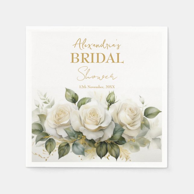 Servilleta De Papel Personalización de las rosas blancas de ducha de n (Anverso)