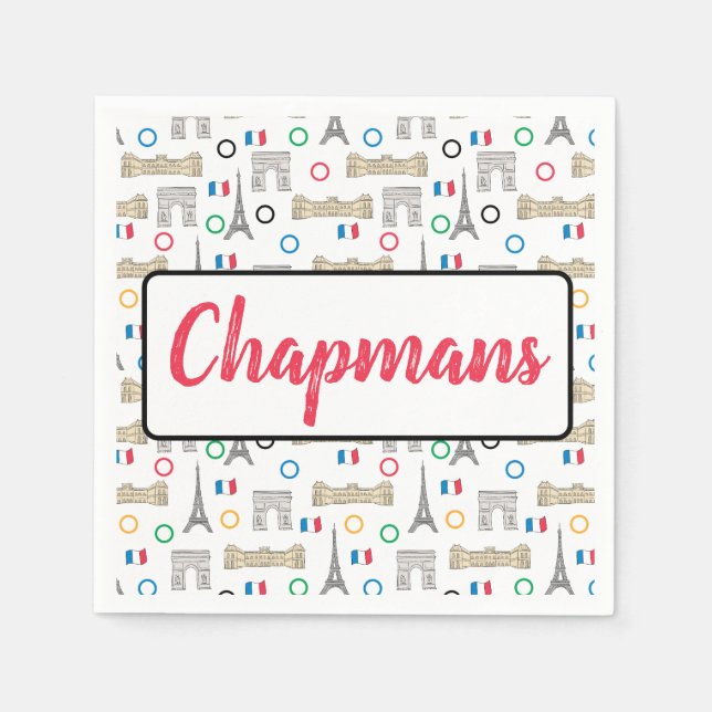 Servilleta De Papel Personalización de los Juegos de París 2024 (Anverso)
