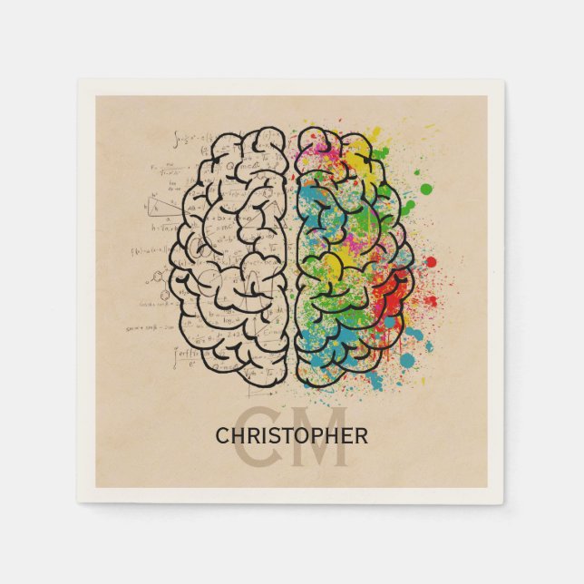 Servilleta De Papel Personalización Del Cerebro Humano De Izquierda Y  (Anverso)