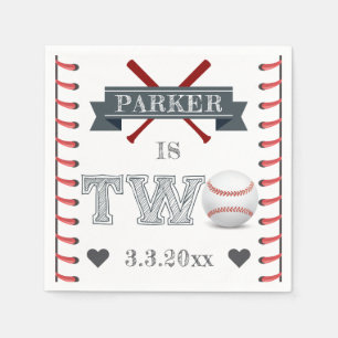 Servilleta De Papel Personalización del segundo cumpleaños del béisbol