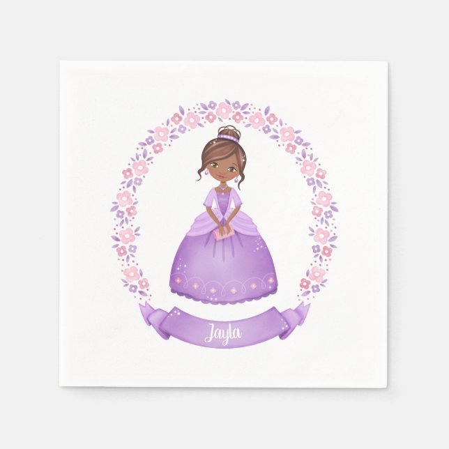 Servilleta De Papel Personalización étnica morada de princesa linda (Anverso)