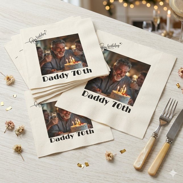 Servilleta de papel personalizada con foto Feliz c (Subido por el creador)