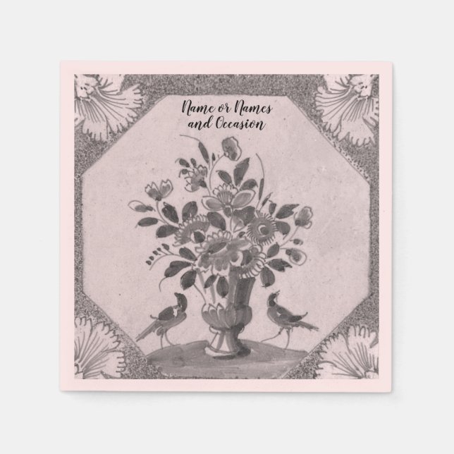 Servilleta de papel personalizada Delft floral páj (Anverso)