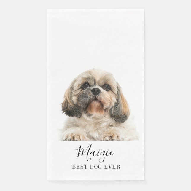 Servilleta De Papel Personalizada foto de Mascota de perro shih tzu (Anverso)