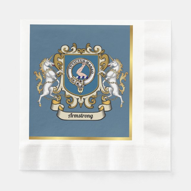 Servilleta De Papel Personalizada la insignia azul de clan Armstrong (Anverso)