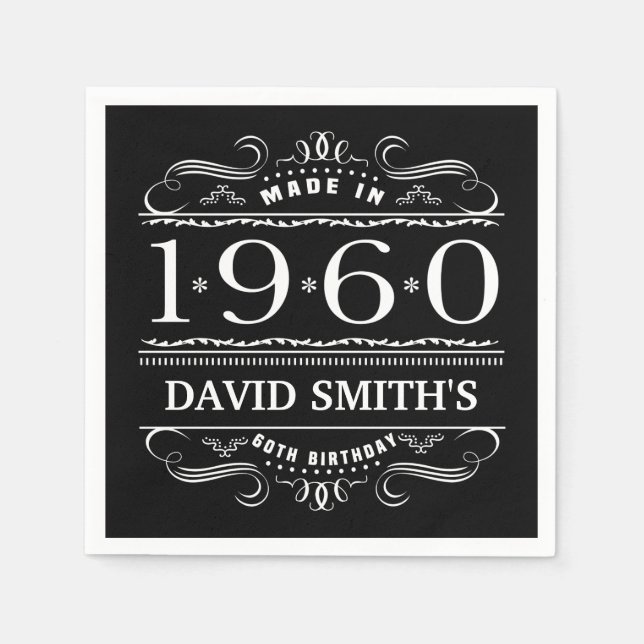 Servilleta De Papel Personalizado 1960 60 cumpleaños (Anverso)