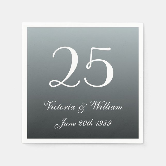 Servilleta De Papel Personalizado 25º Boda Aniversario Fiesta Napkins (Anverso)