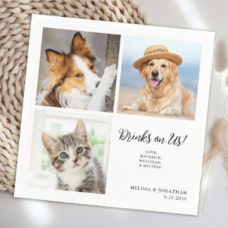 Servilleta De Papel Personalizado 3 Collage de fotos Mascota único Bod