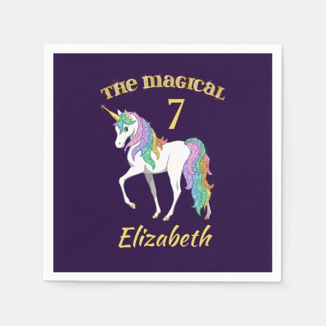 Servilleta De Papel Personalizado 4.º 6.º Día de Unicornio (Anverso)