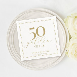 Servilleta De Papel Personalizado 50° aniversario Boda Elegante