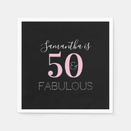 Servilleta De Papel Personalizado 50 y fabuloso cumpleaños Black Pink