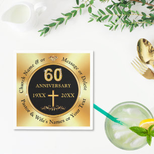 Servilleta De Papel Personalizado, 60° Aniversario de la Iglesia, o Bo