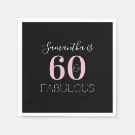 Servilleta De Papel Personalizado 60 y fabuloso cumpleaños Black Pink