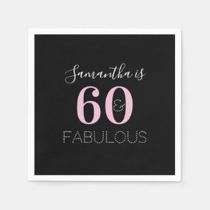 Servilleta De Papel Personalizado 60 y fabuloso cumpleaños Black Pink